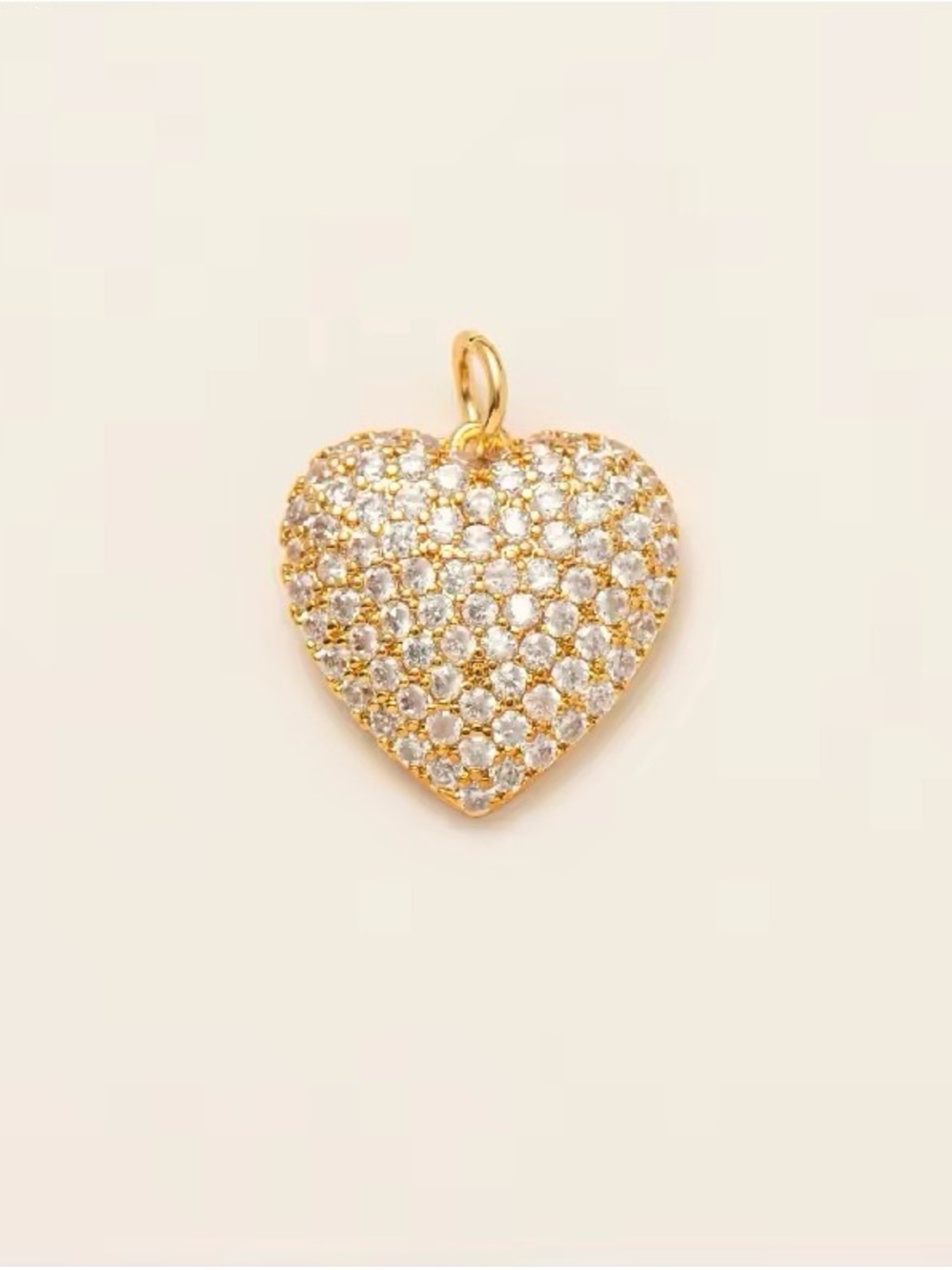 18k Gold Plated Pave Heart Pendant Necklace Charm